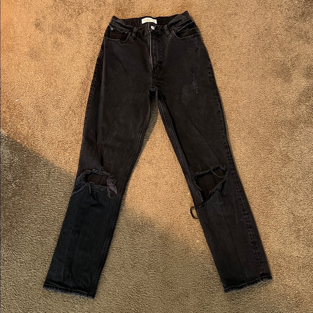 Abercrombie & Fitch Black Distressed Jeans